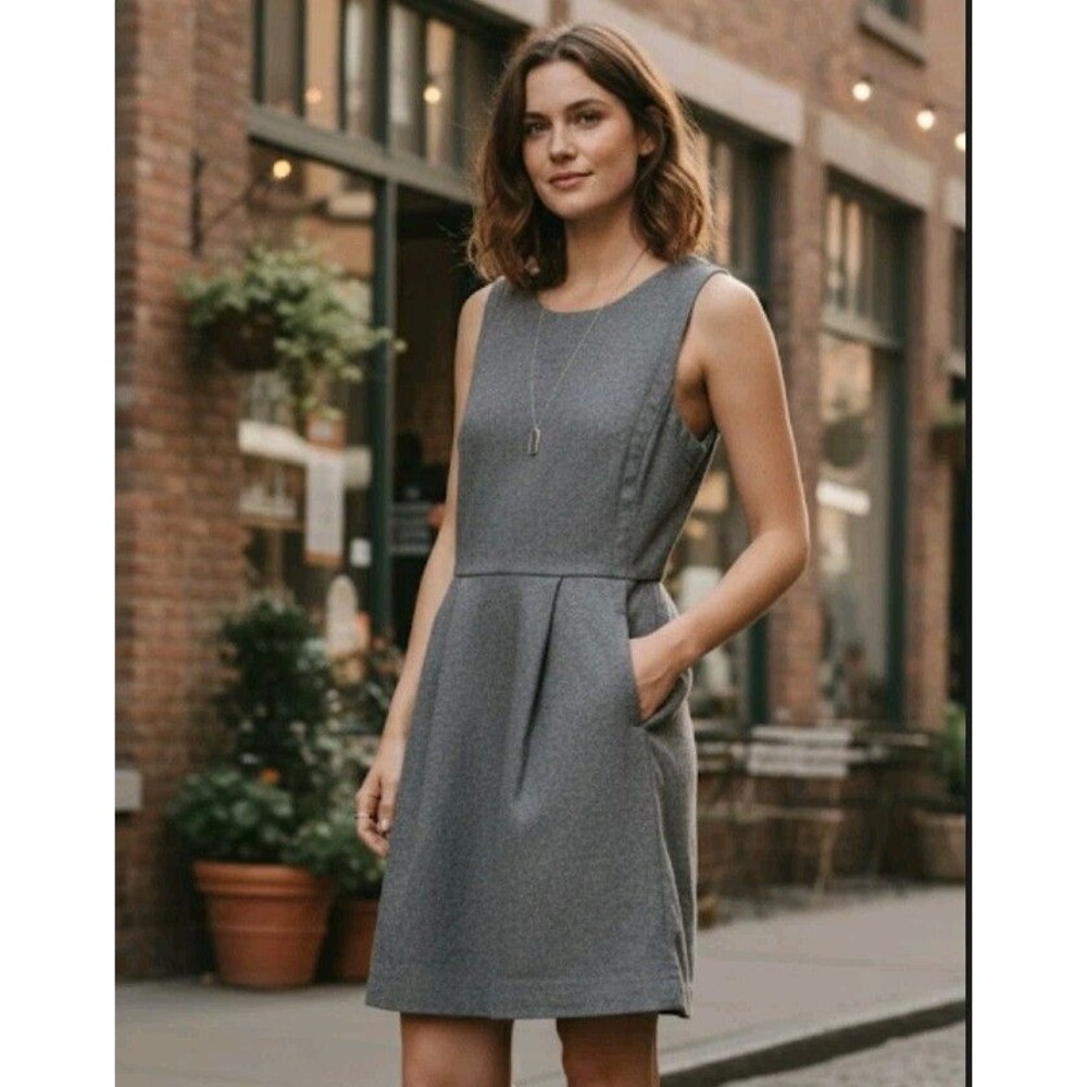 Madewell Size 6 Fit And Flare Dress Heather Gray Sleeveless